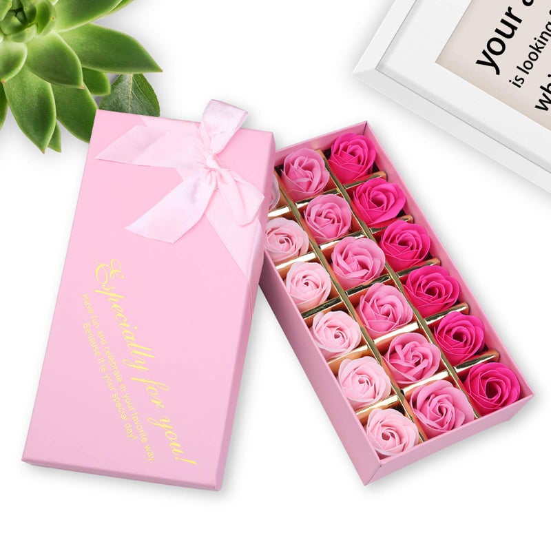 Rotumaty 18 PCS Floral Scented Bath Soap Rose Flower Petals, Plant Essential Oil Rose Soap Set, Best Gifts for Her Women Girls Mom Lover Birthday Valentine Christmas (Pink) - Image 5